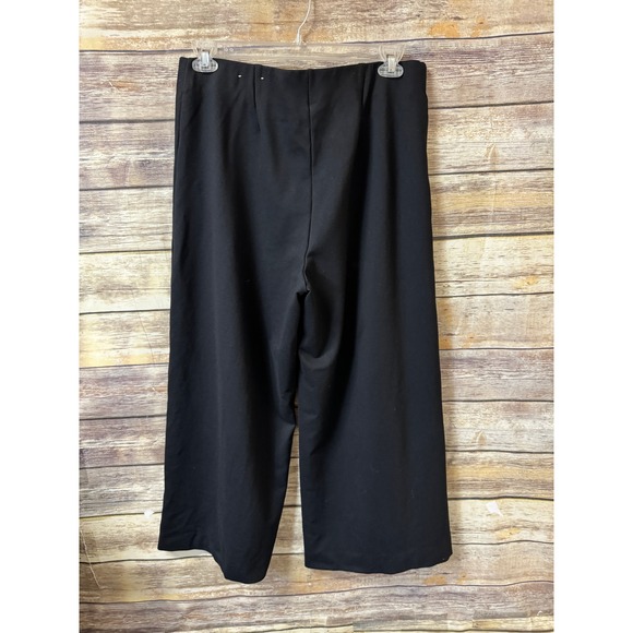 Chico's Ponte Pintuck Wide Leg Ankle Pants 2 16 Black Pull On Cropped Trousers - Picture 3 of 9
